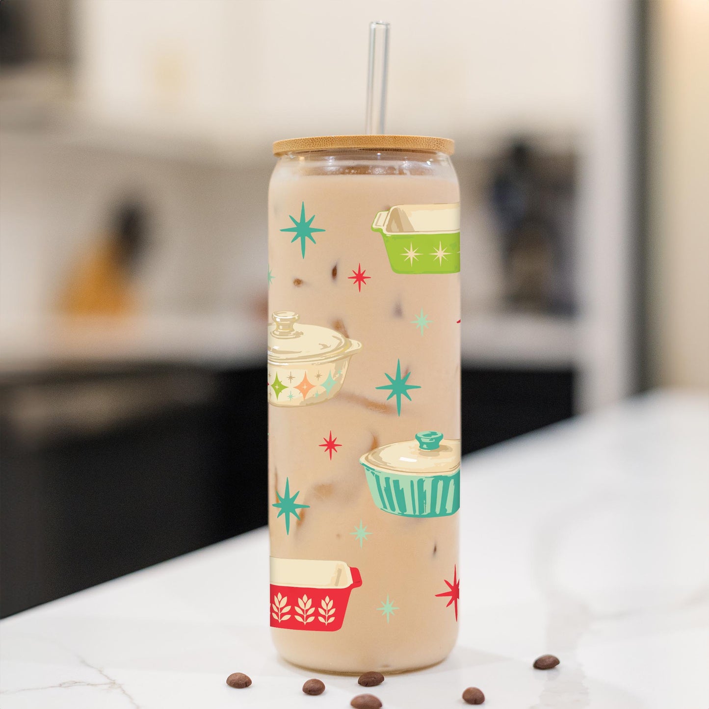 24oz Cold Brew Glass-Retro Kitchen -1