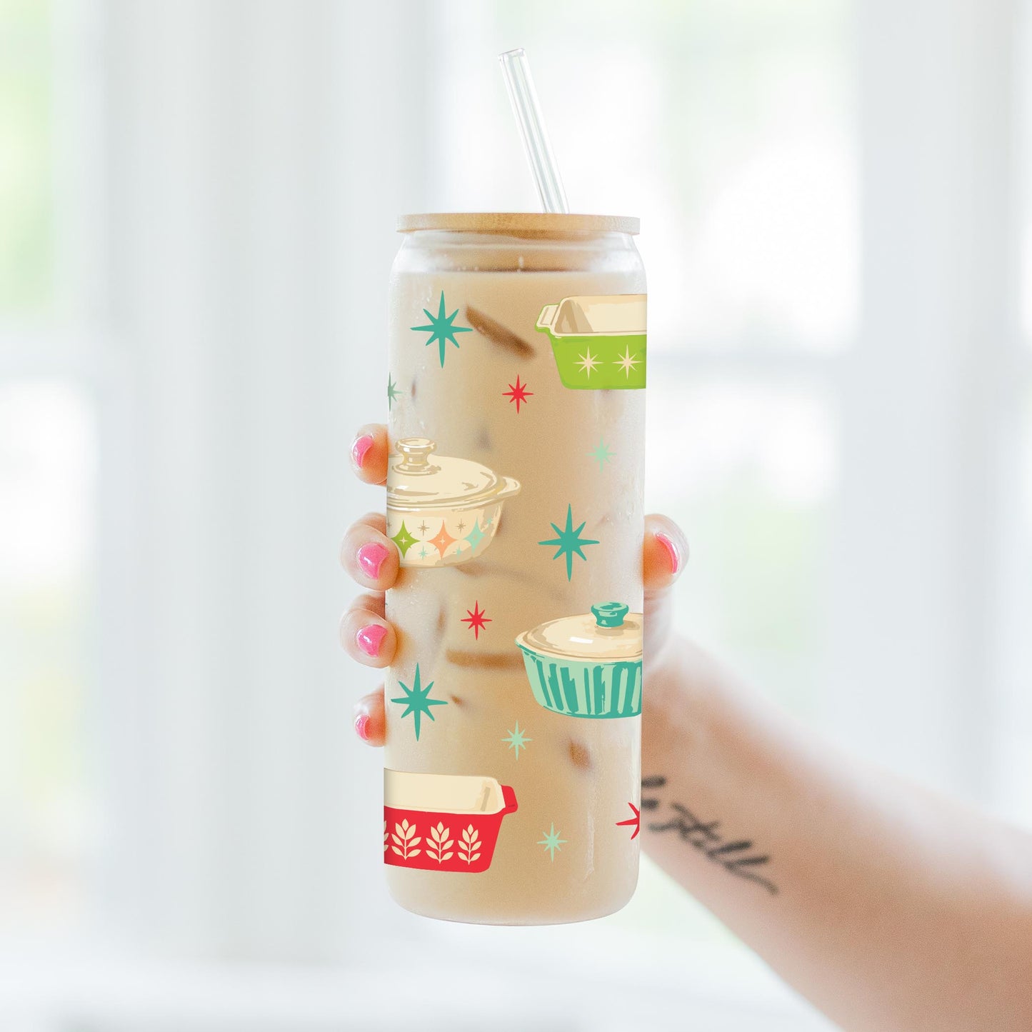 24oz Cold Brew Glass-Retro Kitchen -3