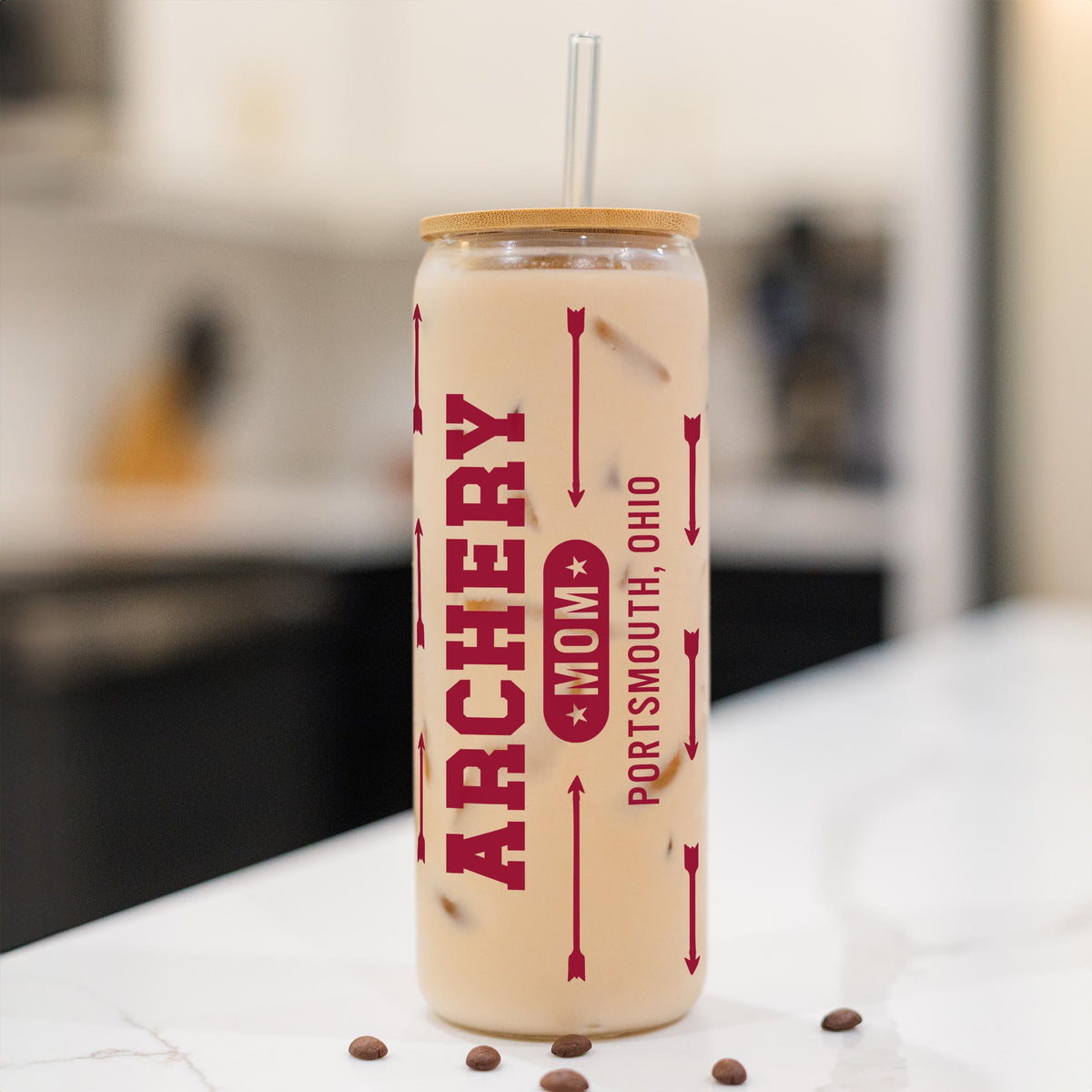 24oz Cold Brew Glass-Archery Mom | Hometown | School Team -1