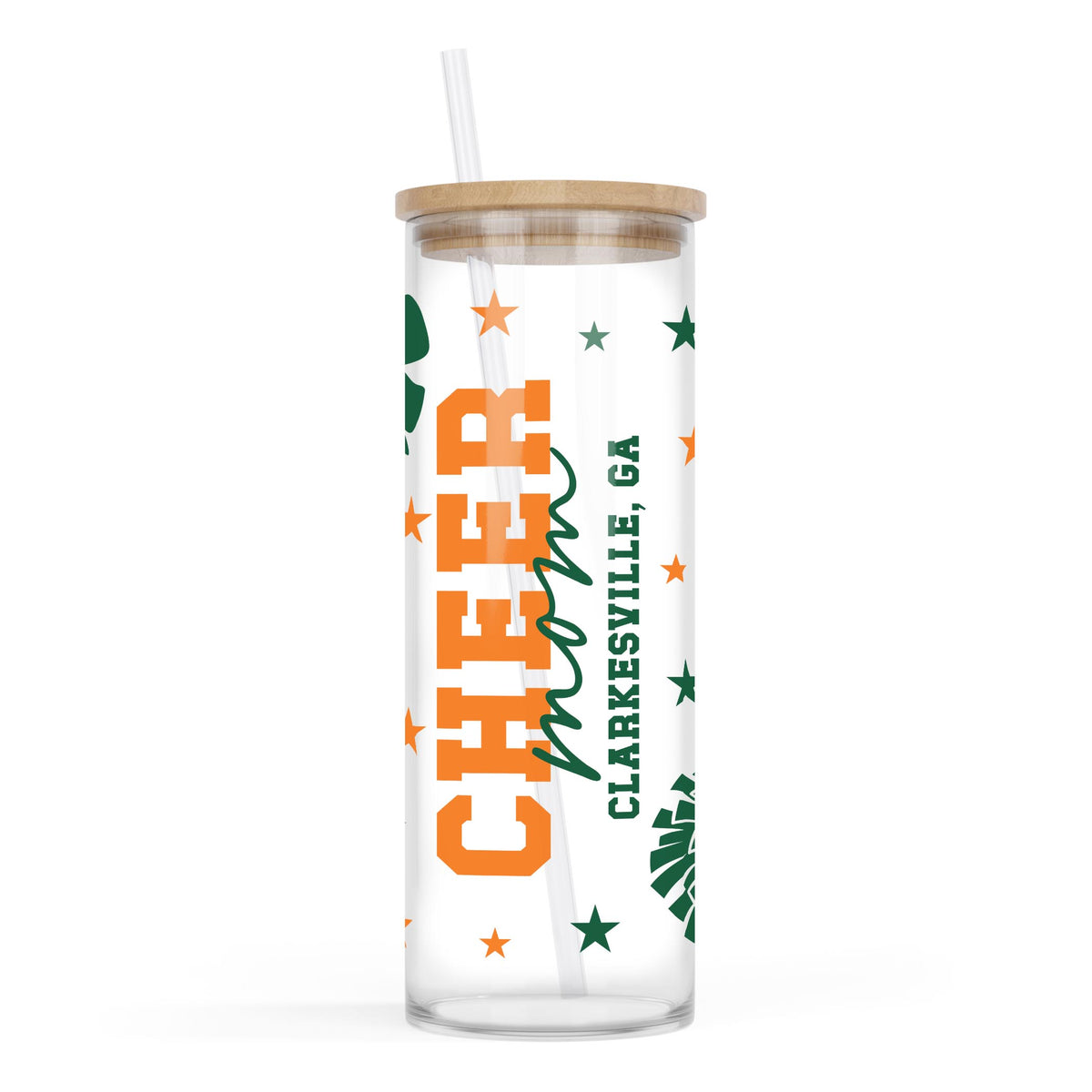 24oz Cold Brew Glass-Custom Cheer Mom | School Team | Hometown -0