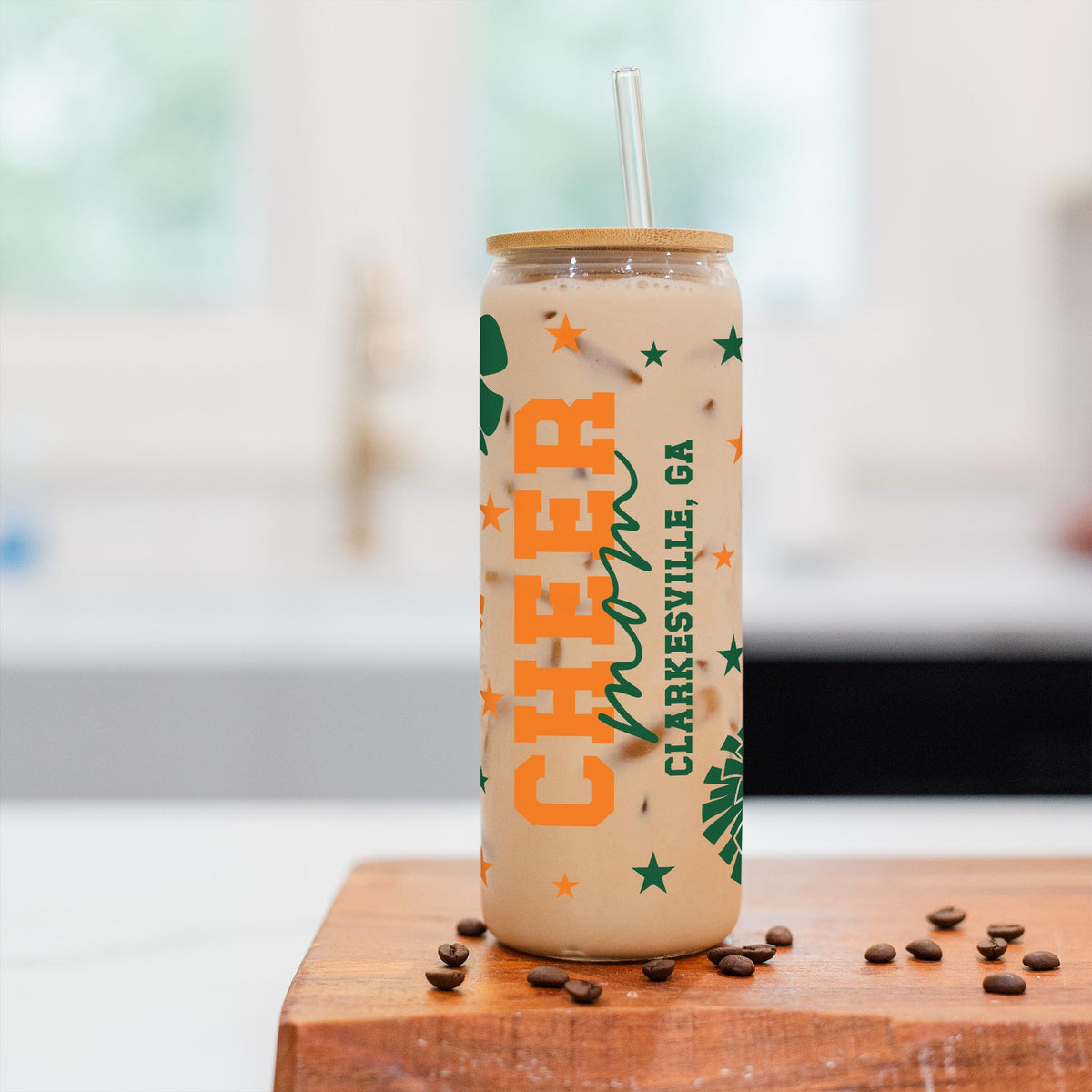 24oz Cold Brew Glass-Custom Cheer Mom | School Team | Hometown -2