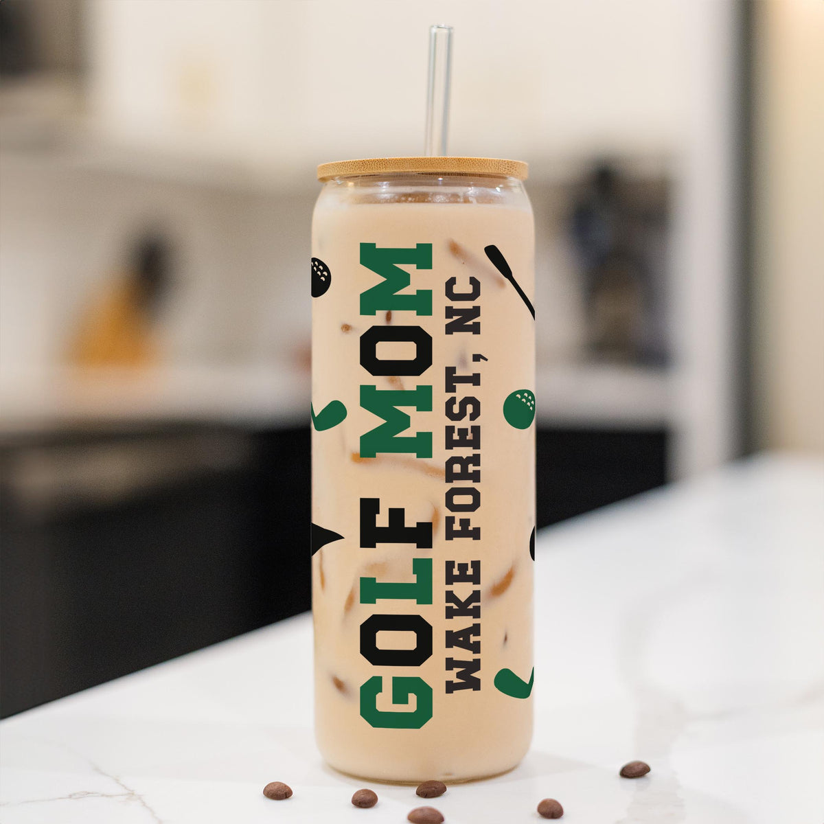 24oz Cold Brew Glass-Custom Golf Mom | Team | Hometown -1