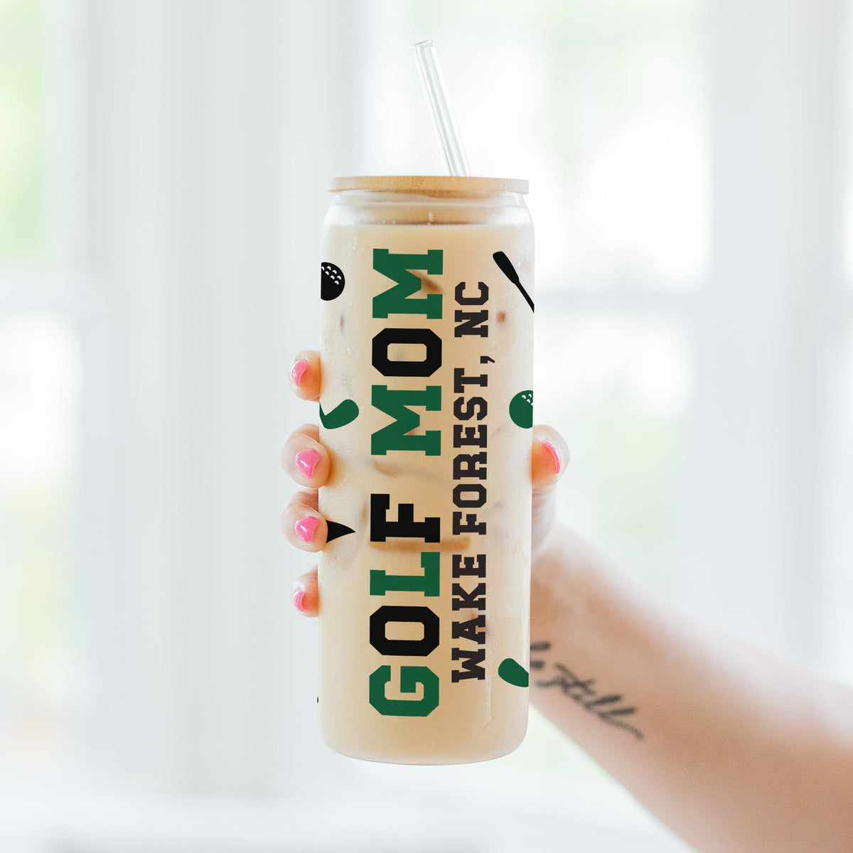 24oz Cold Brew Glass-Custom Golf Mom | Team | Hometown -3