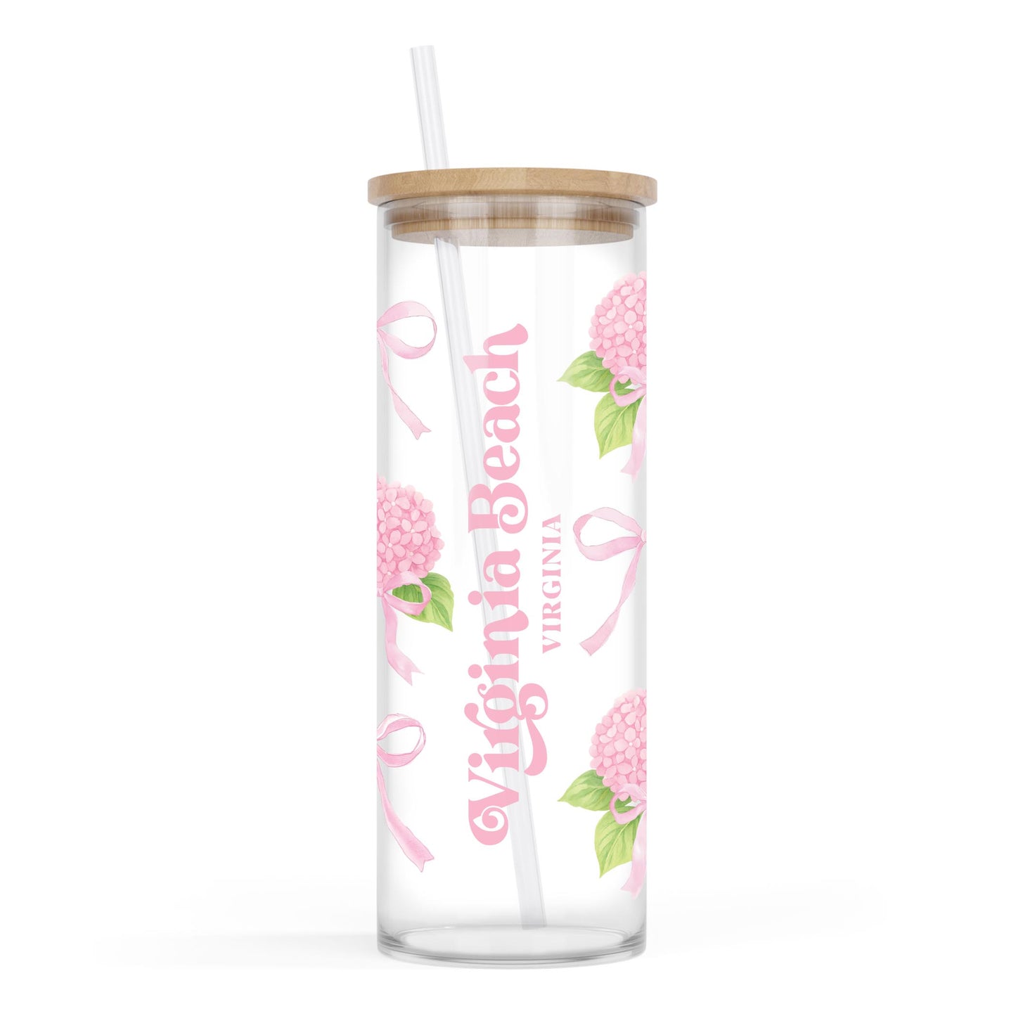 24oz Cold Brew Glass-Love+Local Hydrangea Cottage -0