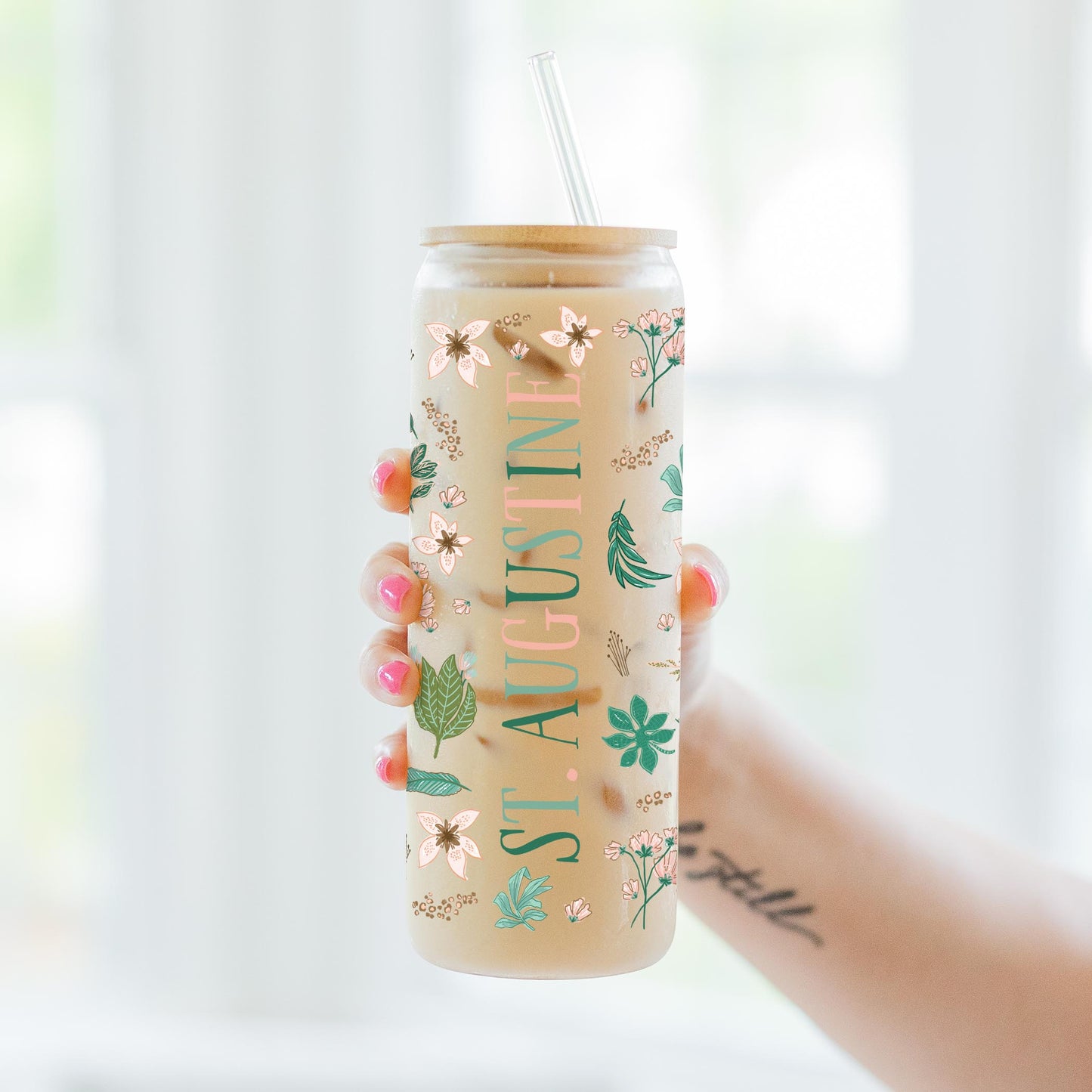 24oz Cold Brew Glass-Love+Local Lush Tropics -3