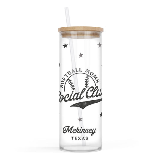 24oz Cold Brew Glass-Softball Mom | Custom | Your Hometown -0