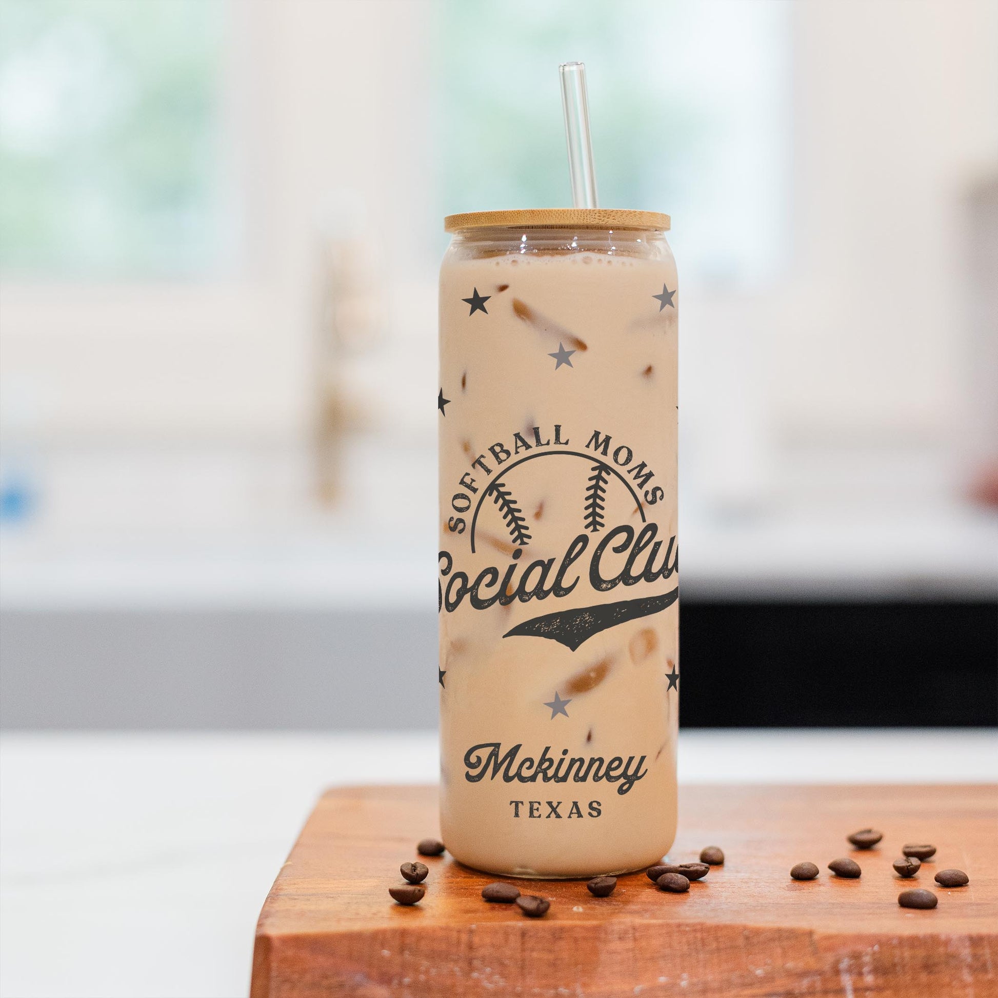 24oz Cold Brew Glass-Softball Mom | Custom | Your Hometown -2