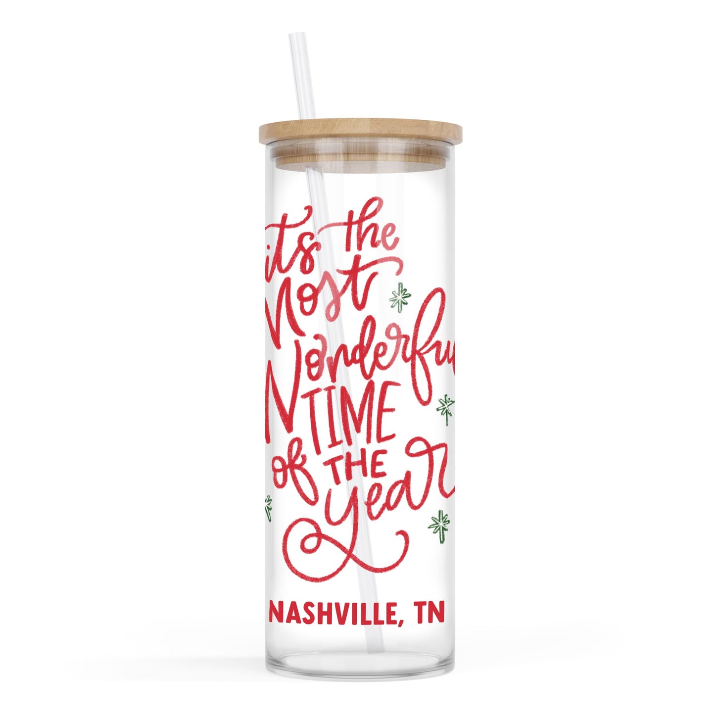 24oz Cold Brew Glass-Love+Local Make It Merry -0