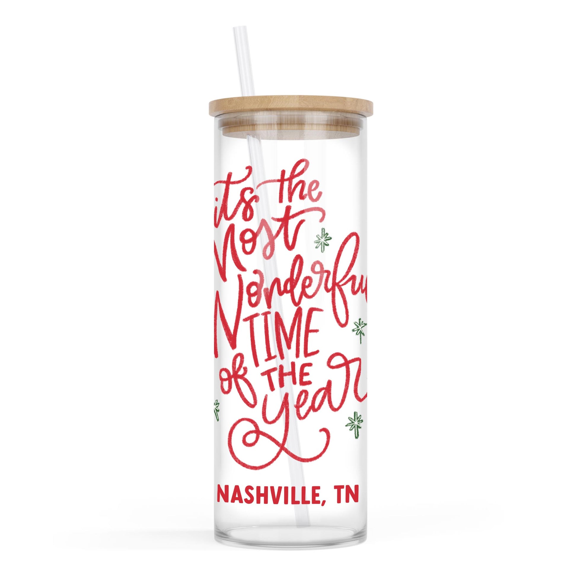 24oz Cold Brew Glass-Love+Local Make It Merry -0