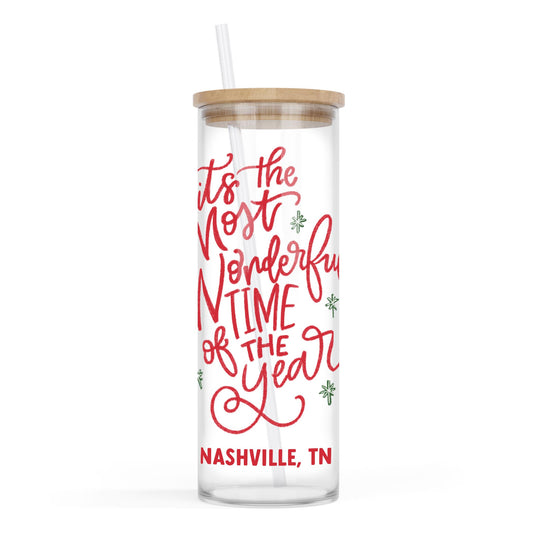 24oz Cold Brew Glass-Love+Local Make It Merry -0