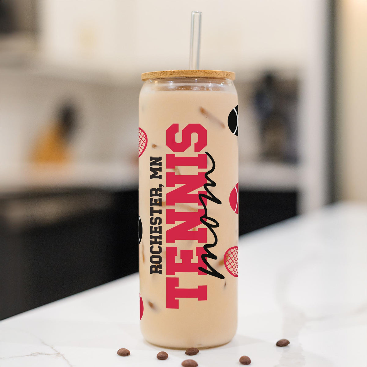 24oz Cold Brew Glass-Custom Tennis Mom | Your Team | Personalize -1