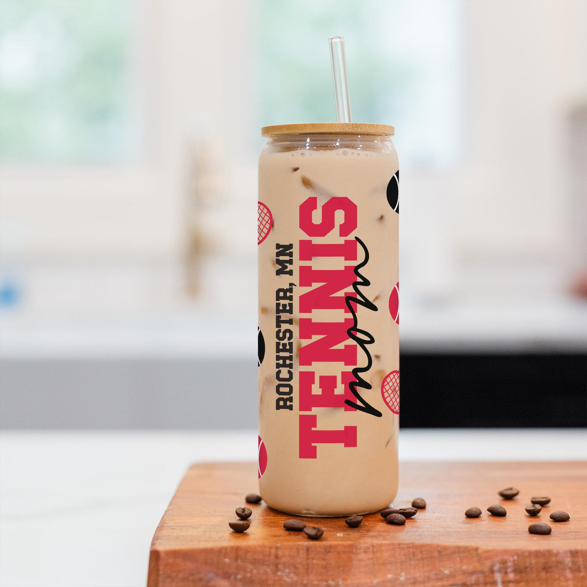 24oz Cold Brew Glass-Custom Tennis Mom | Your Team | Personalize -2