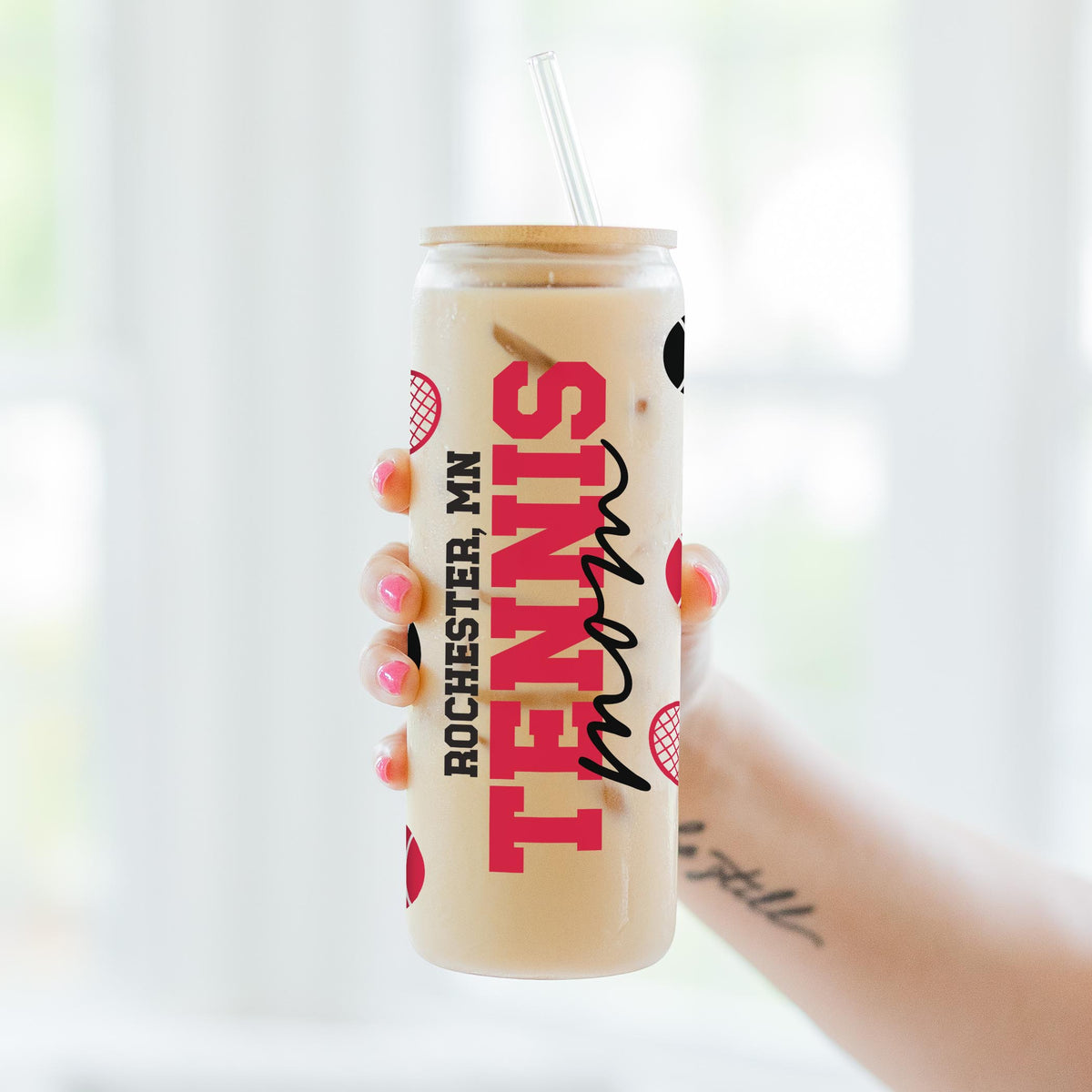 24oz Cold Brew Glass-Custom Tennis Mom | Your Team | Personalize -3