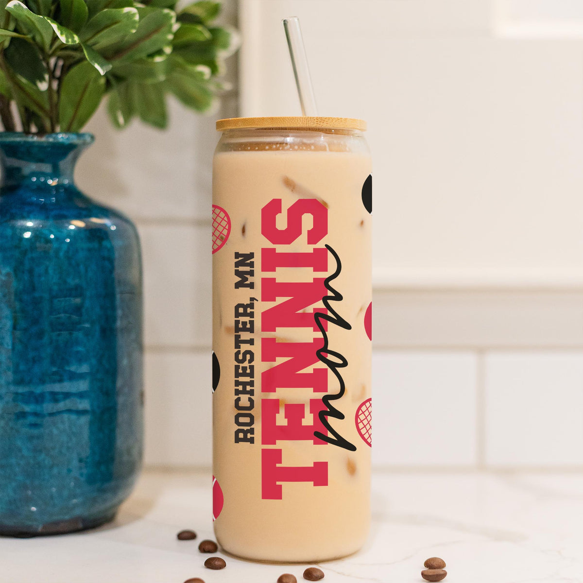 24oz Cold Brew Glass-Custom Tennis Mom | Your Team | Personalize -4