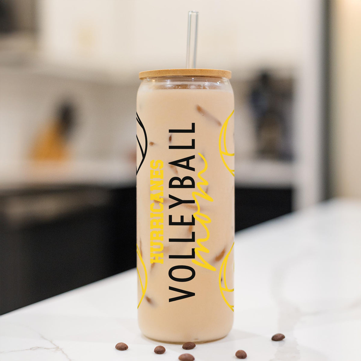 24oz Cold Brew Glass-Custom Volleyball Mom | Your Team -1