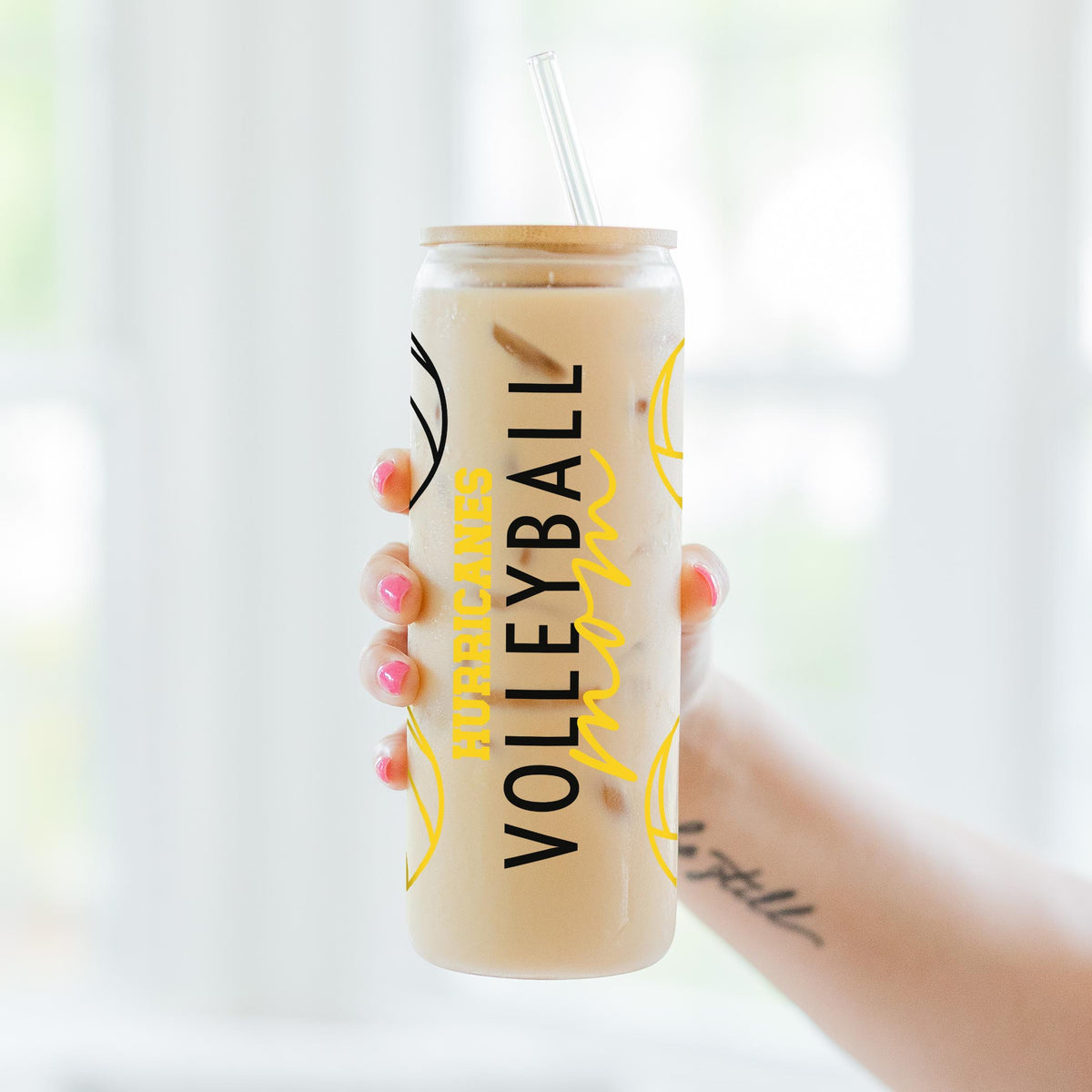 24oz Cold Brew Glass-Custom Volleyball Mom | Your Team -3