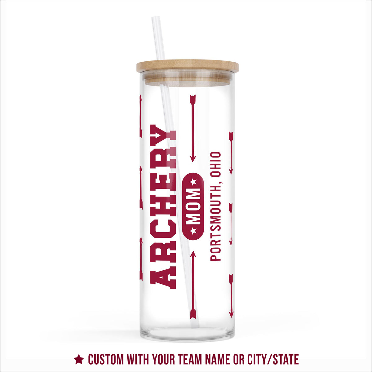 24oz Cold Brew Glass-Archery Mom | Hometown | School Team