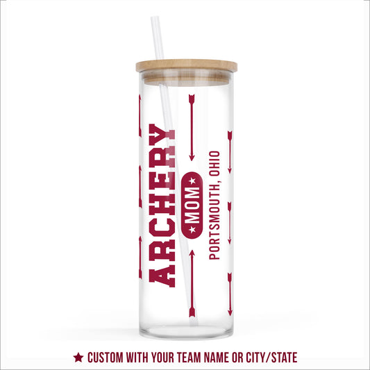 24oz Cold Brew Glass-Archery Mom | Hometown | School Team