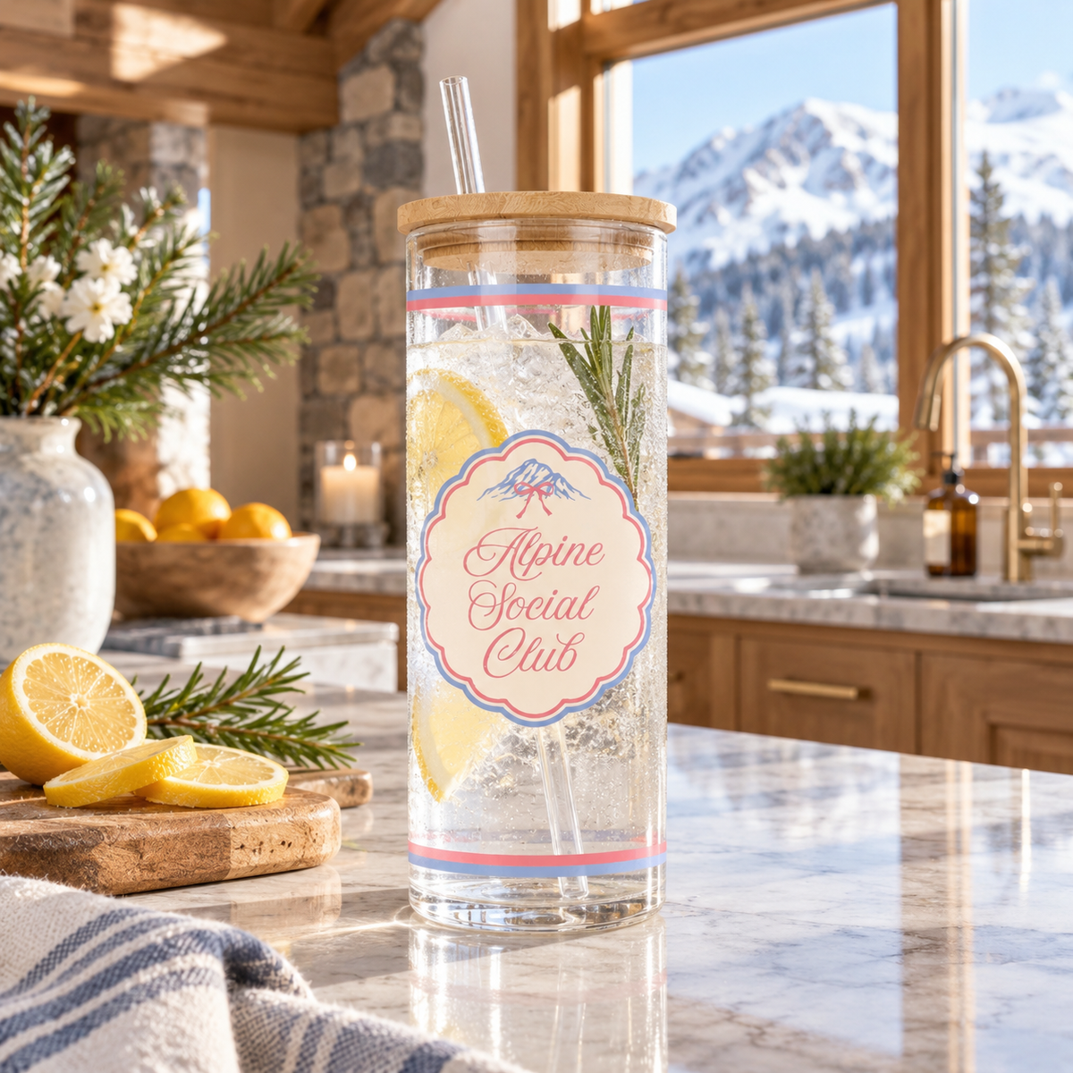 24oz Cold Brew Glass-Chalet Girl