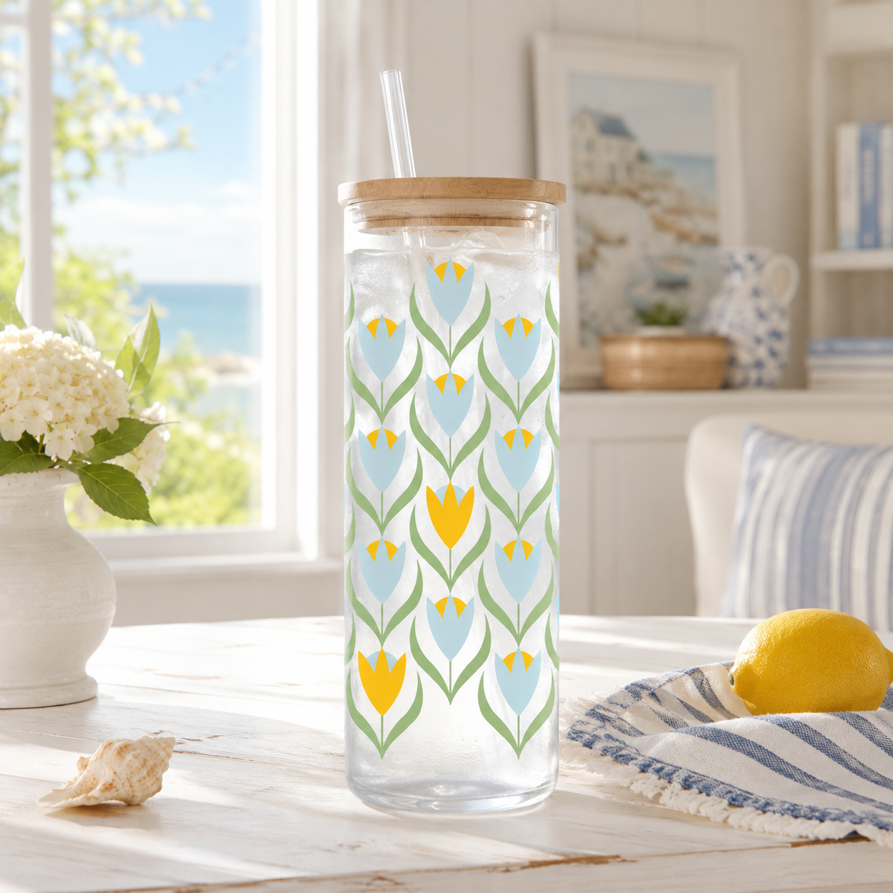 24oz Cold Brew Glass-Summer Cottage