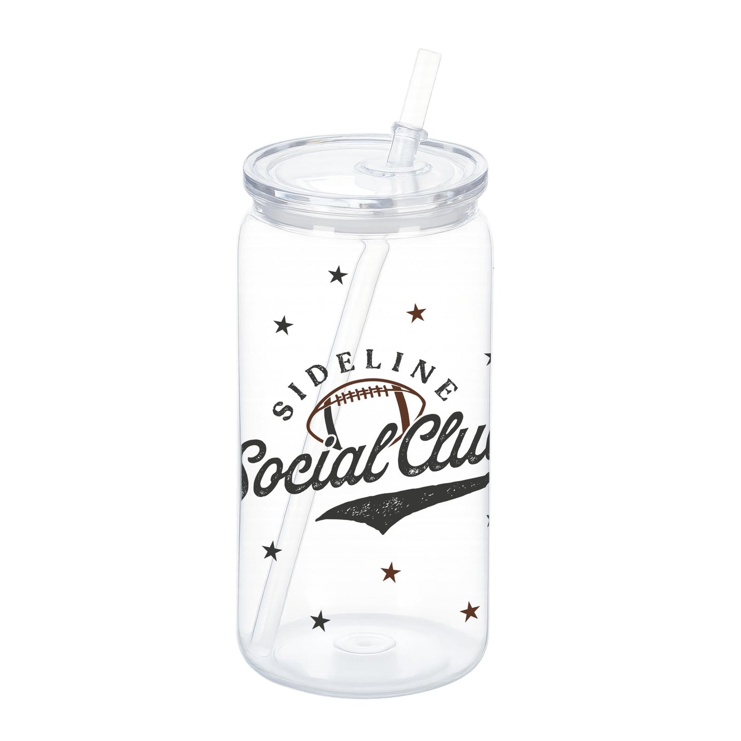 16oz Acrylic Plastic Tumbler-Football Mom Sideline Social Club -0