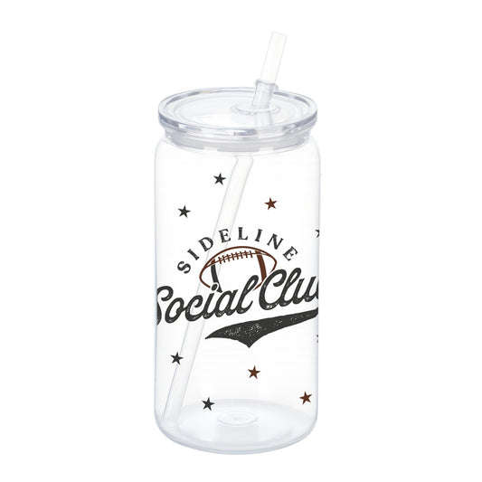 16oz Acrylic Plastic Tumbler-Football Mom Sideline Social Club -0