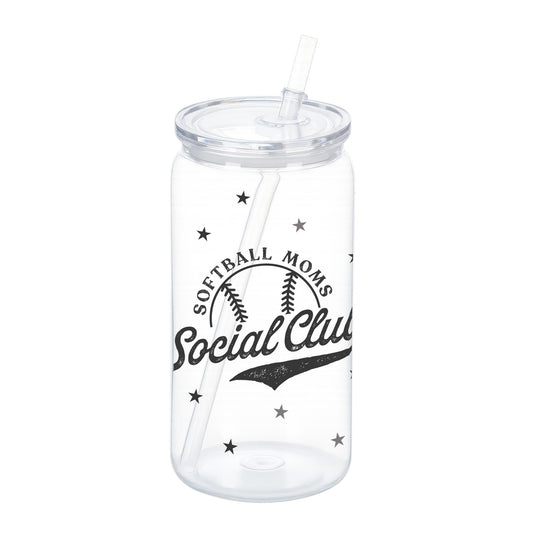 16oz Acrylic Plastic Tumbler-Softball Moms Social Club -0