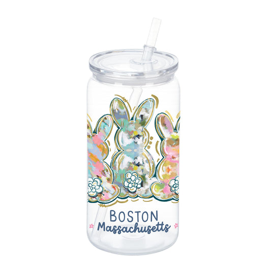 16oz Acrylic Plastic Tumbler-Love+Local Watercolor Easter Bunny Trio -0