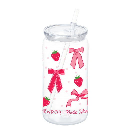 16oz Acrylic Plastic Tumbler-Love+Local Strawberry Parlor -0