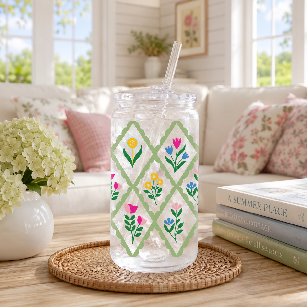 16oz Acrylic Plastic Tumbler-Summer Cottage