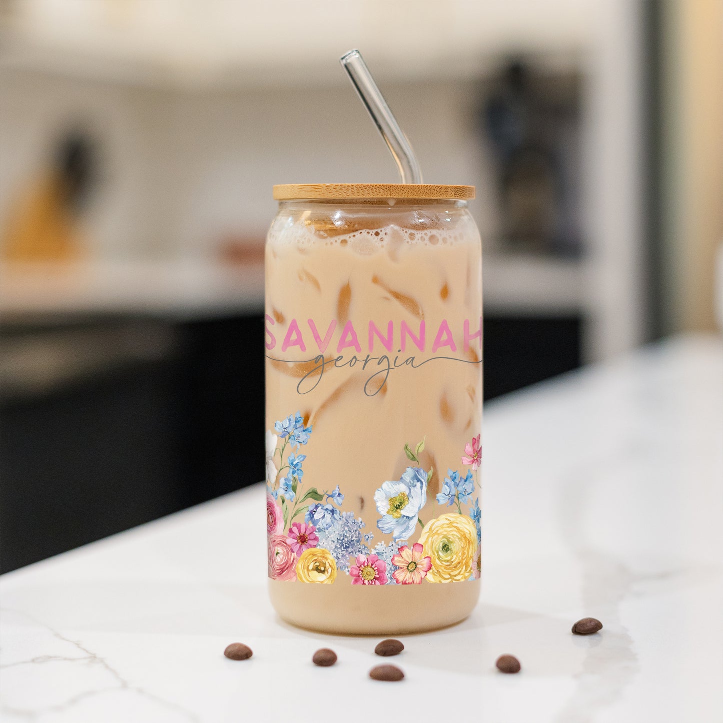 16oz Cold Brew Glass-Love+Local Fantasy Garden