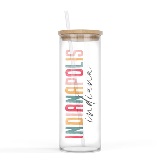 Love Local 24oz Glass Cup - Watercolor City