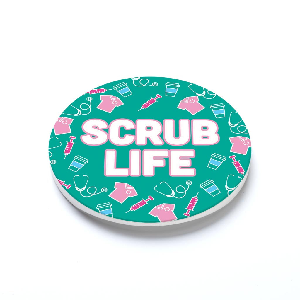 Car Coaster-Scrub Life Teal Icons -1