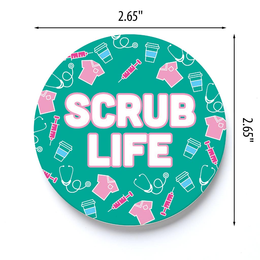 Car Coaster-Scrub Life Teal Icons -3