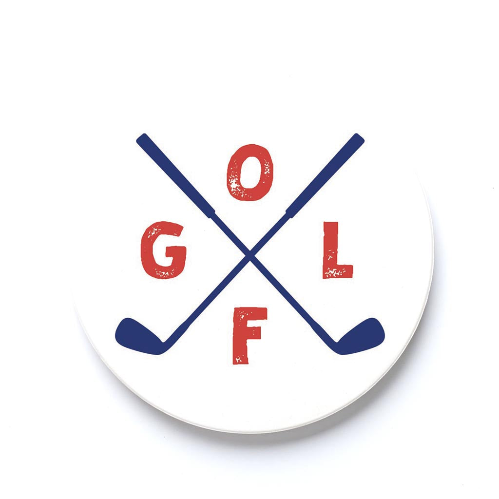 Car Coaster-Golf Crossed Clubs -0