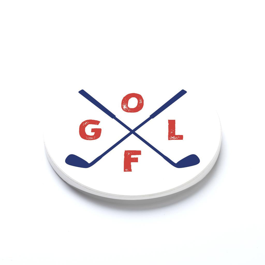 Car Coaster-Golf Crossed Clubs -1