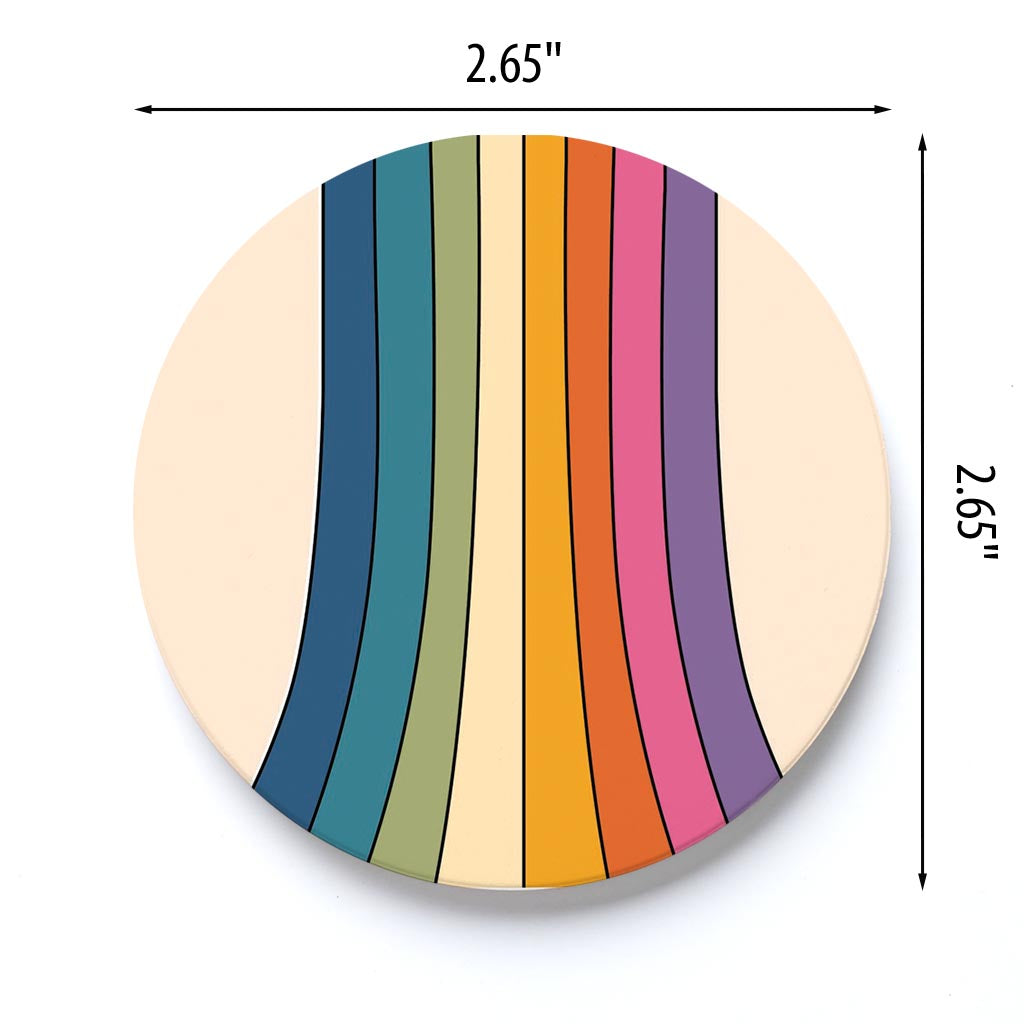 Car Coaster-Retro Rainbow Pattern 1 -3