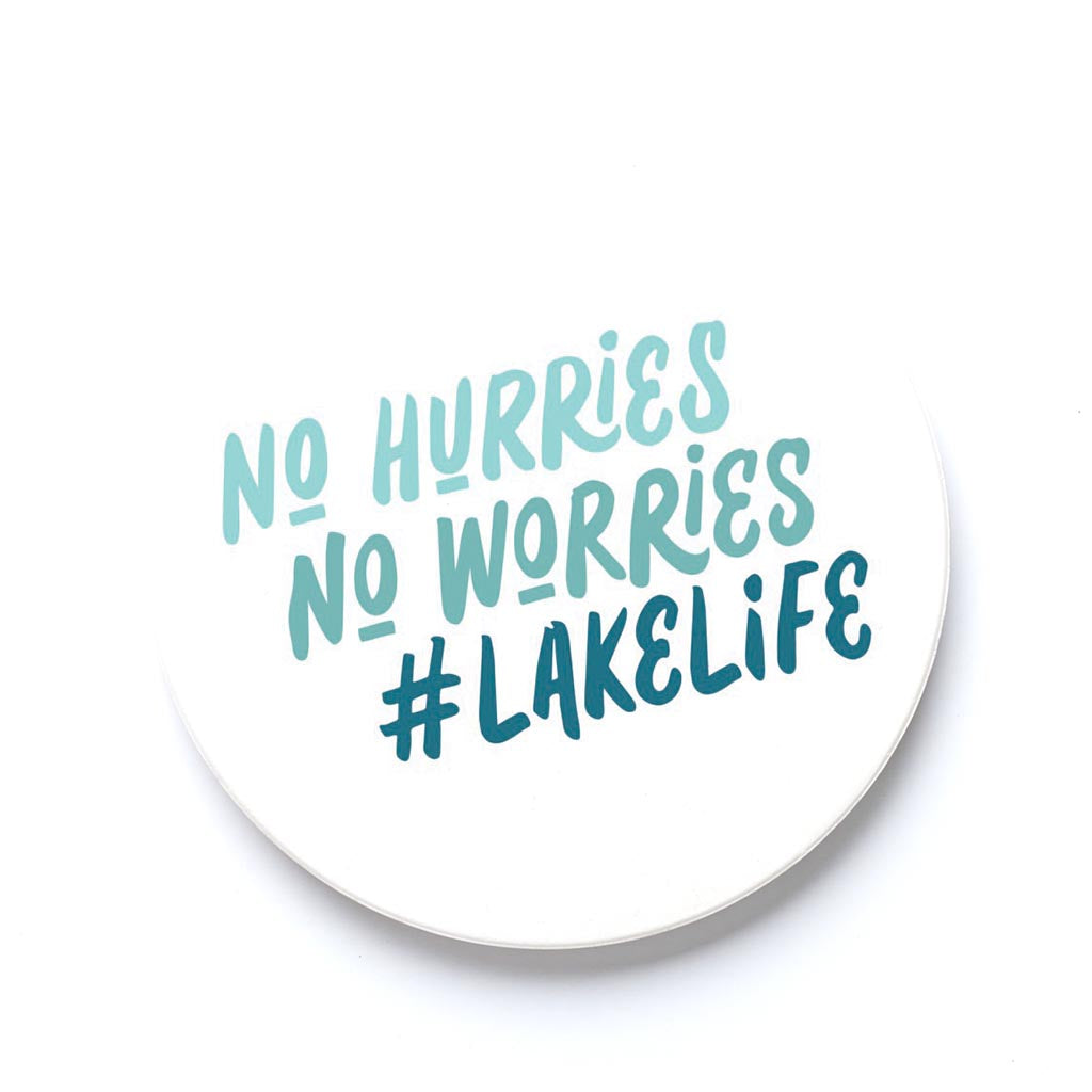 Car Coaster-No Hurries No Worries Lake Life -0