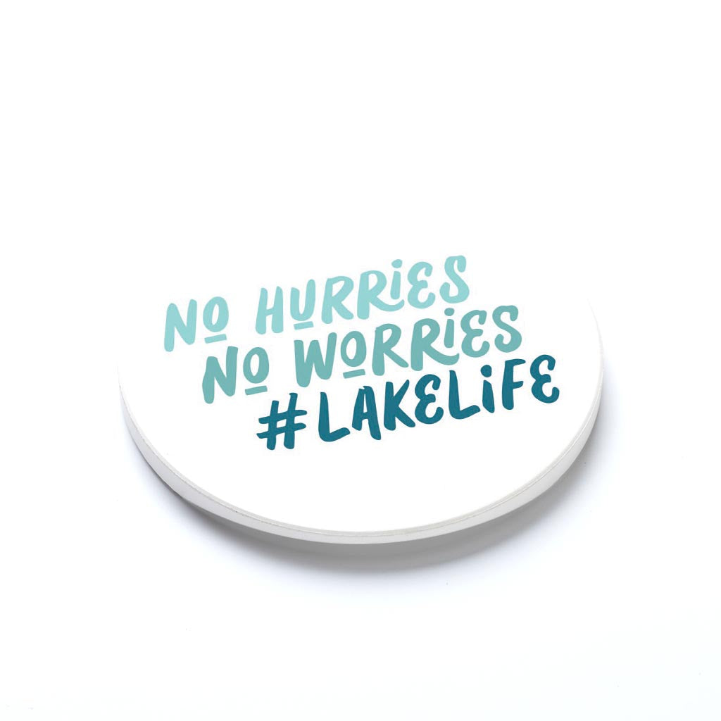 Car Coaster-No Hurries No Worries Lake Life -1