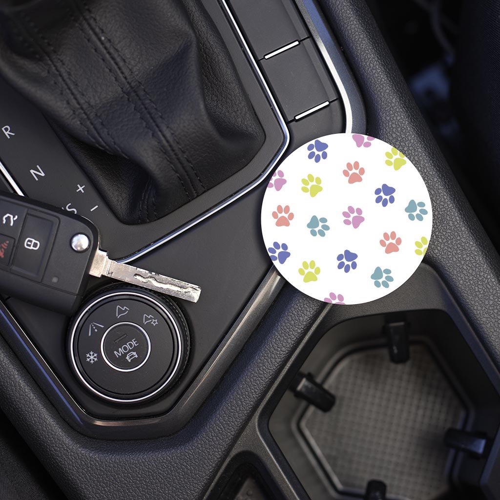 Car Coaster-Paw Pattern on White -5