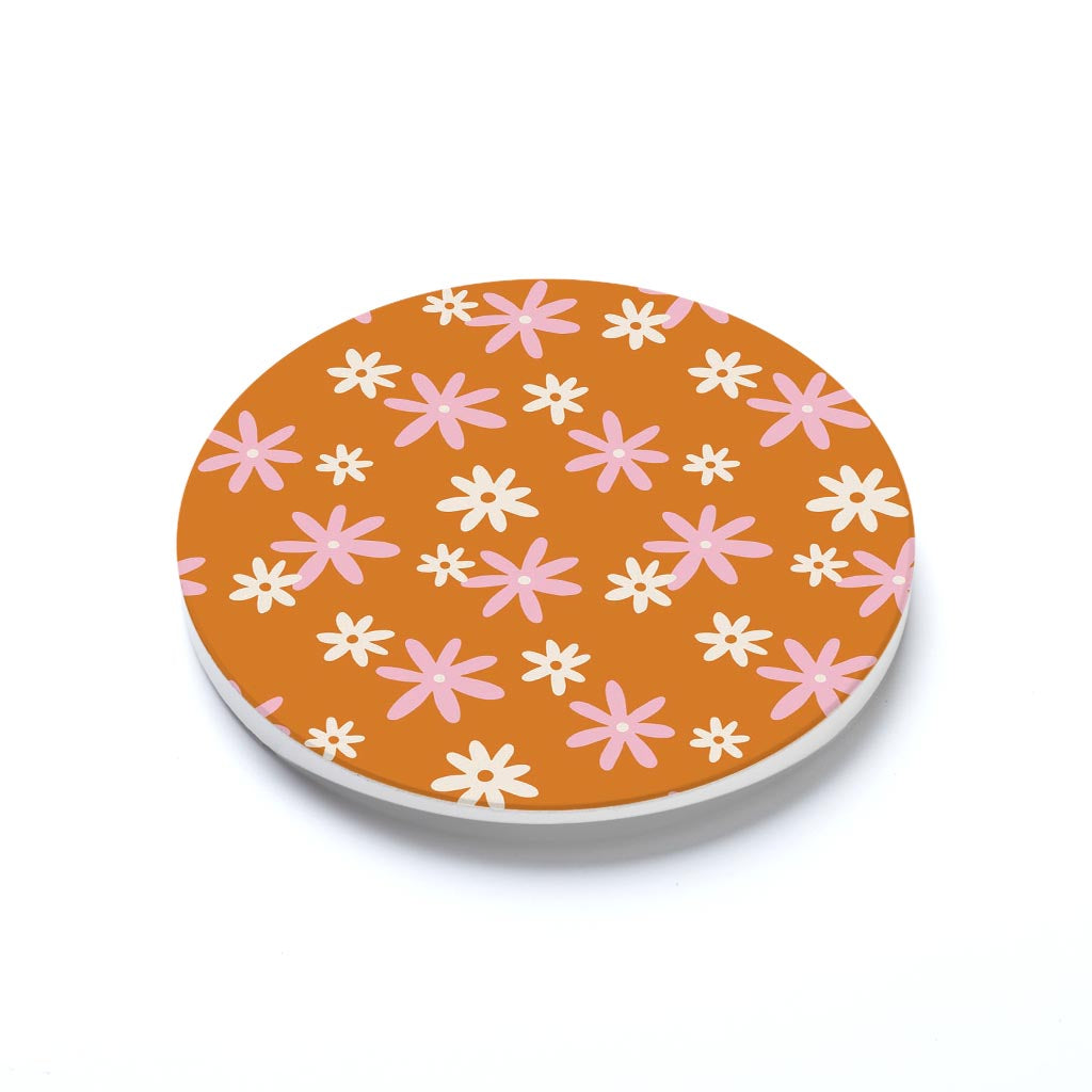 Car Coaster-Spring Daisy Floral Pattern