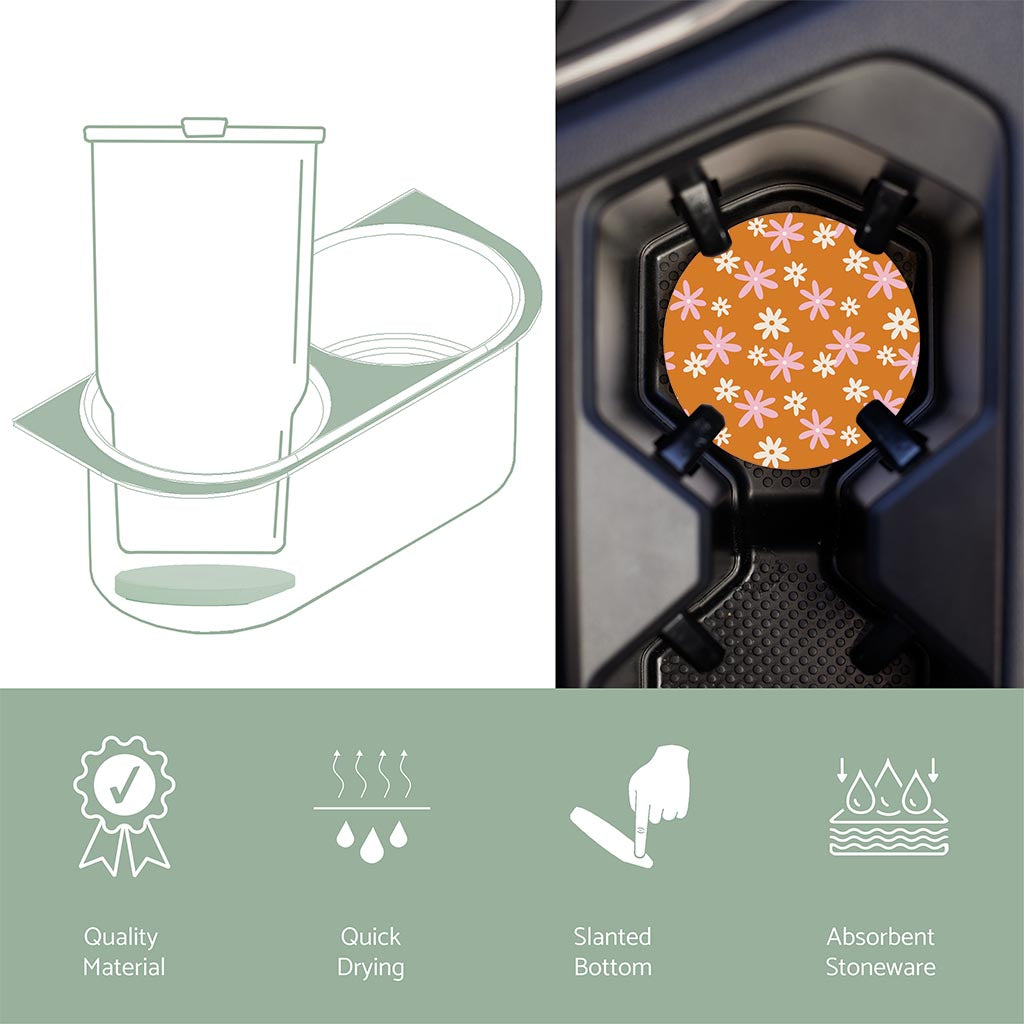 Car Coaster-Spring Daisy Floral Pattern