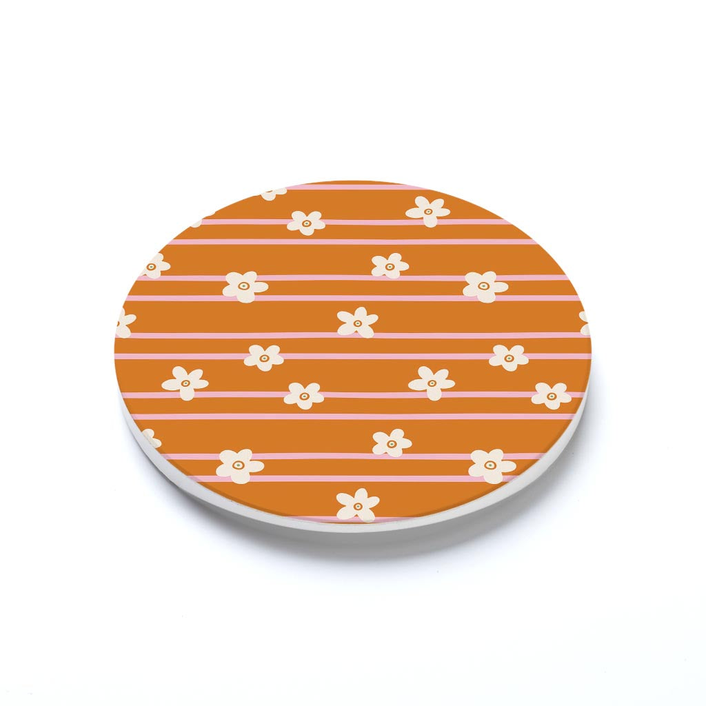 Car Coaster-Spring Striped Floral Pattern