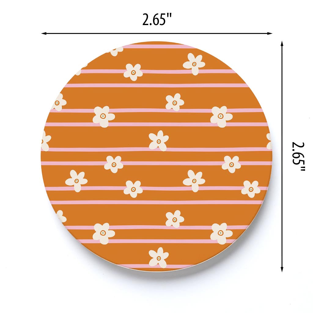 Car Coaster-Spring Striped Floral Pattern