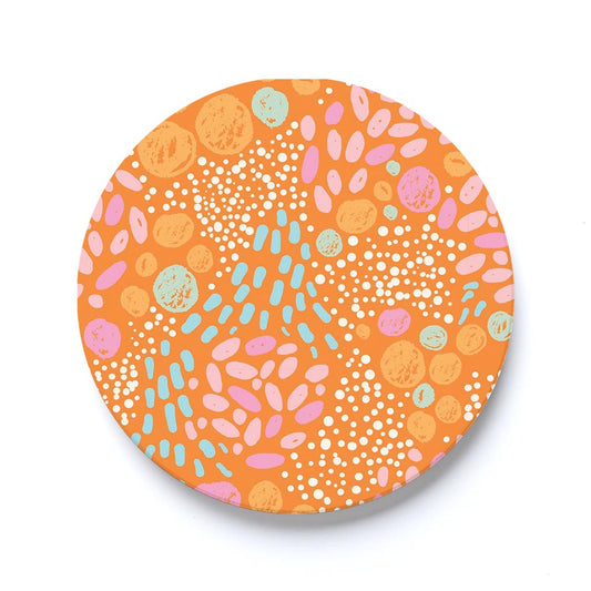Car Coaster-Bright Whimsical Orange Pattern -0