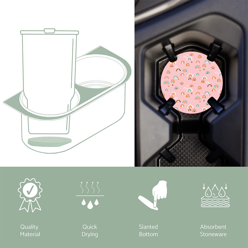 Car Coaster-Bright Whimsical Pink Pattern -6