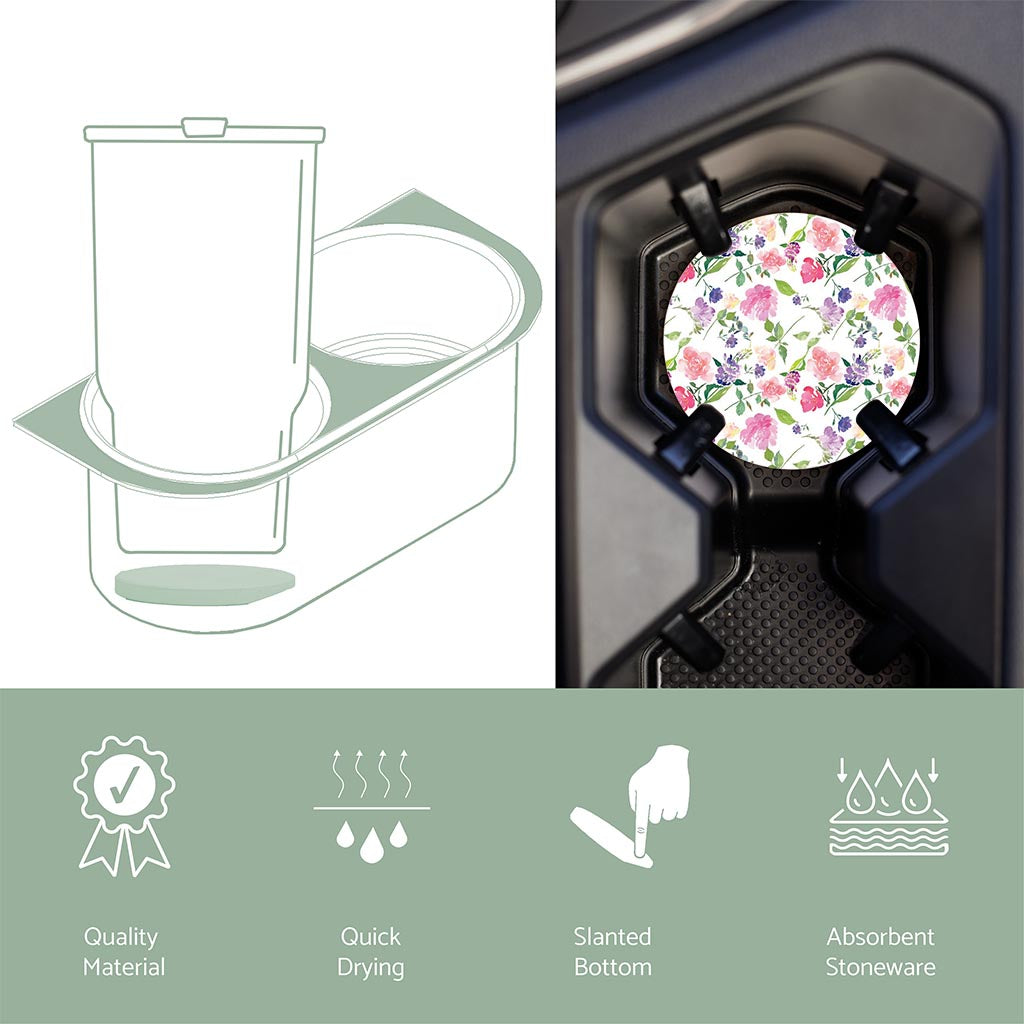 Car Coaster-Floral Watercolor Pattern 1 -6