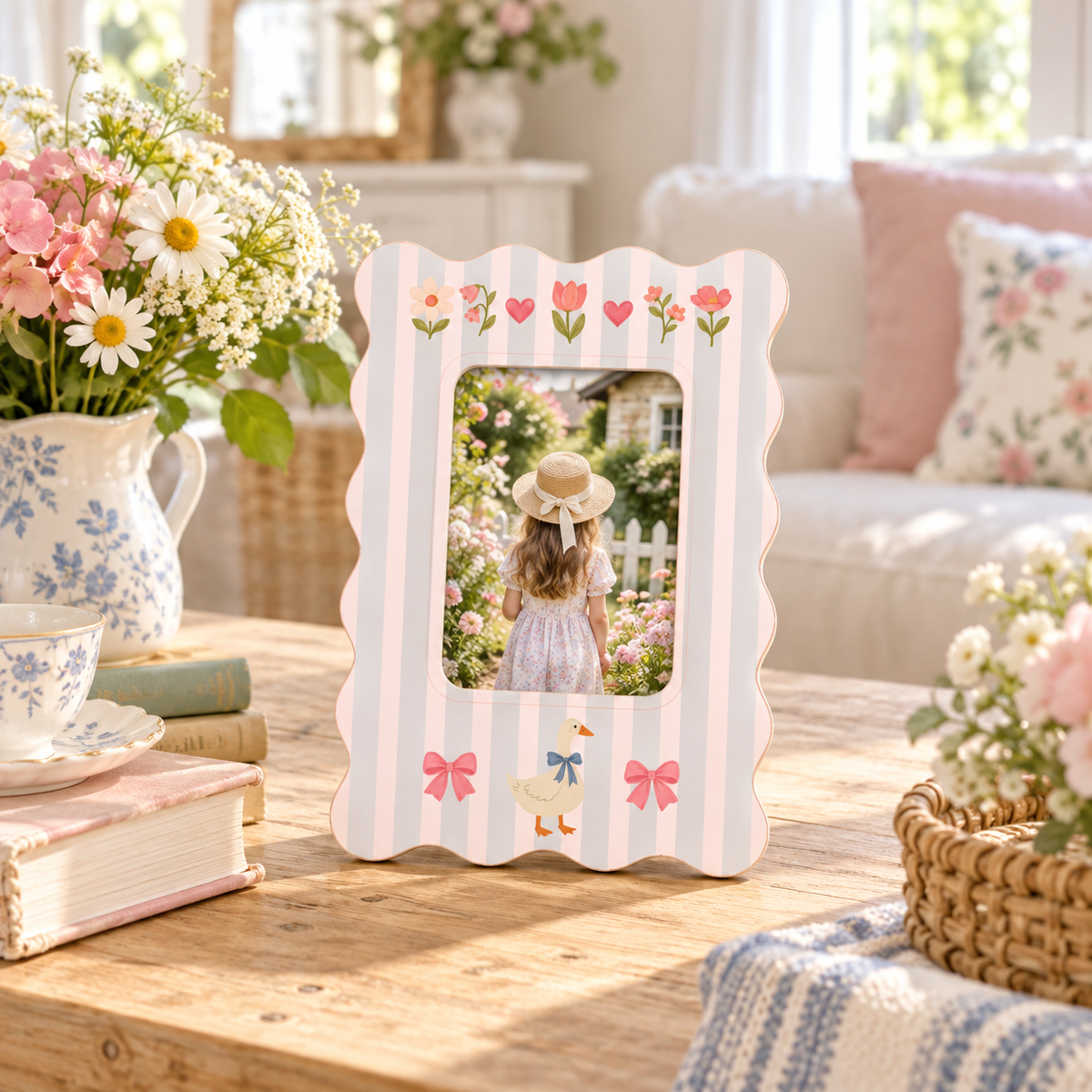 Wooden Cutout Frame-Vintage Goose Stripes