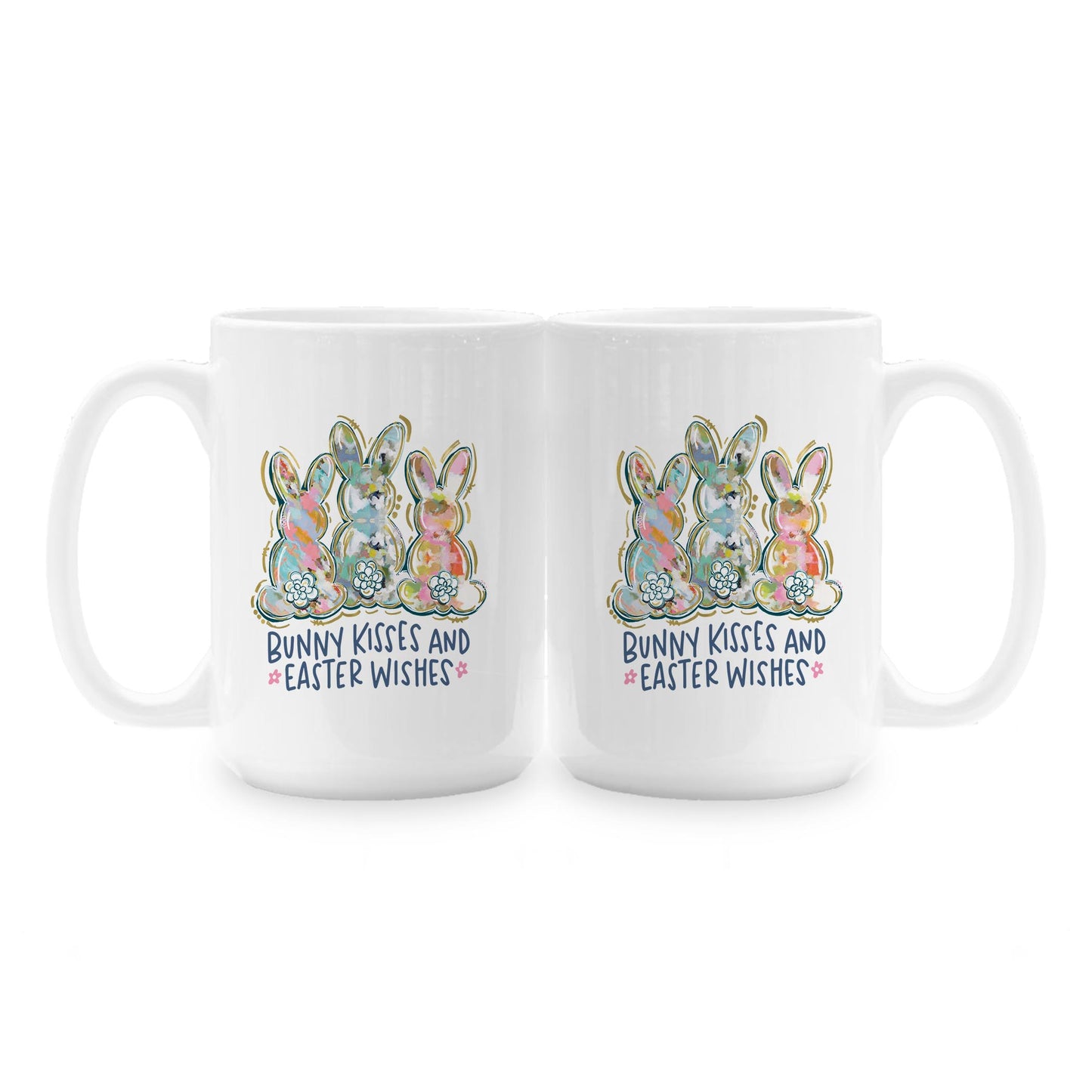 15oz Coffee Mug White-Bunny Kisses & Easter Wishes