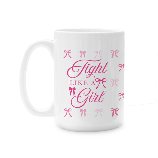 15oz Coffee Mug White-Breast Cancer Awareness | Fight Like A Girl -0